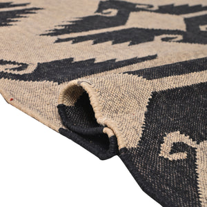 Handwoven Wool Jute Black & White Designer Rug
