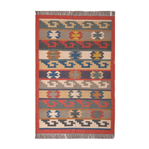 Handwoven Wool Jute Geometric patterned carpet