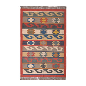 Handwoven Multicolor Kilim Area Rug Handmade Wool Flatweave Rug
