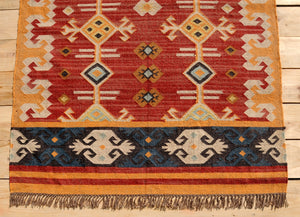 Bohemian Handwoven Rug - Wool and Jute Kilim Rug