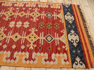 Bohemian Handwoven Rug - Wool and Jute Kilim Rug