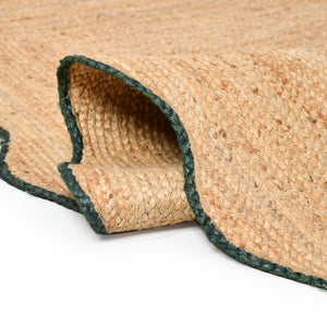 Handwoven Natural Jute Scalloped Area Rug - Handmade Boho Farmhouse Rug