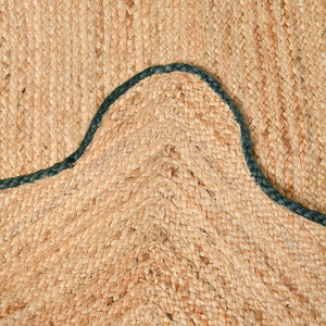 Handwoven Natural Jute Scalloped Area Rug - Handmade Boho Farmhouse Rug