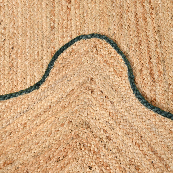 Handwoven Natural Jute Scalloped Area Rug - Handmade Boho Farmhouse Rug