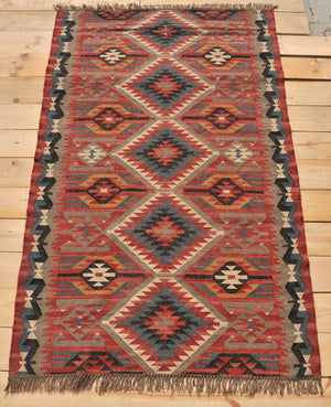 Vintage Turkish large kilim rug | Red kilim rug