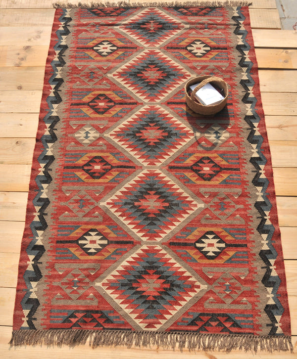 Vintage Turkish large kilim rug | Red kilim rug