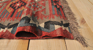 Vintage Turkish large kilim rug | Red kilim rug