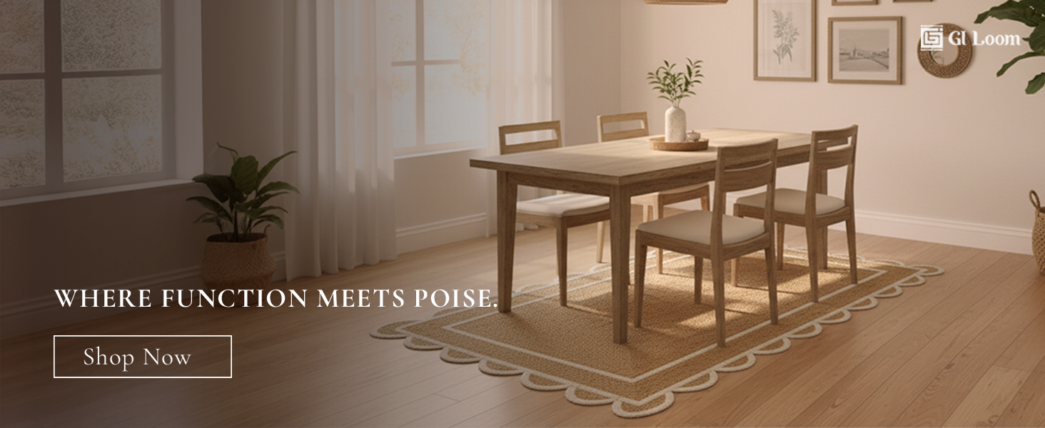 Handwoven Jute Runner Rug with White Scalloped BorderBoho Kitchen & Hallway - a4