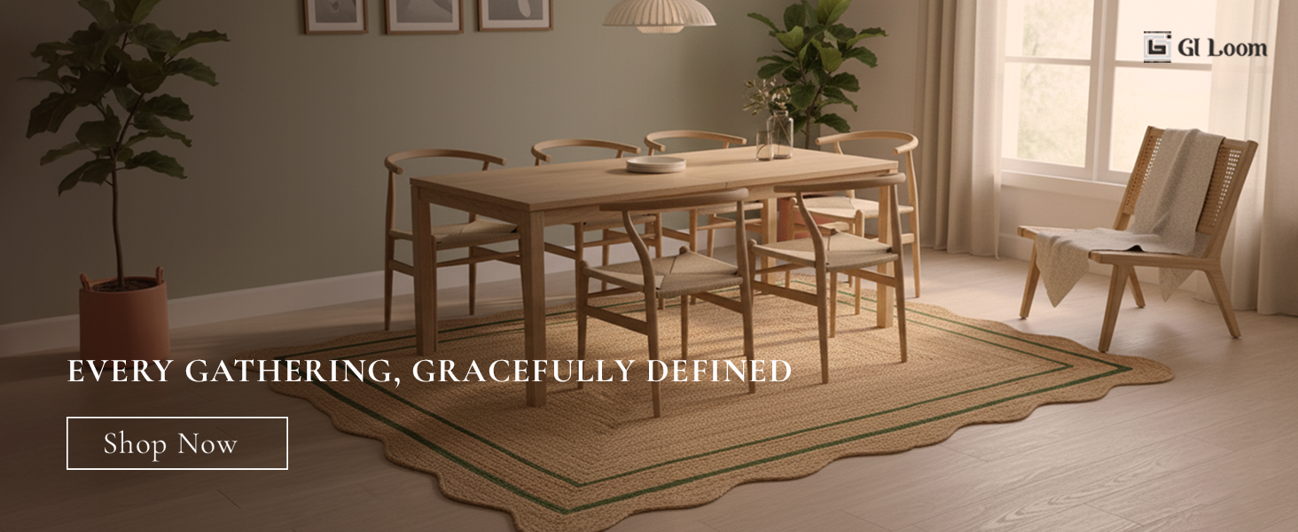 Handwoven Jute Rug with White Scalloped Border - a4