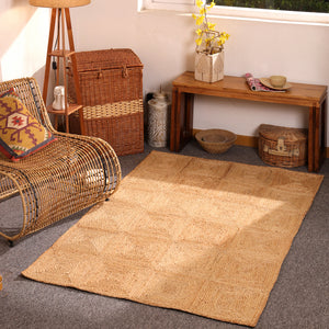 Handwoven Natural Jute Area Rug Geometric Braided Eco-Friendly Living Room