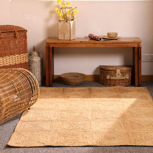 Handwoven Natural Jute Area Rug Geometric Braided Eco-Friendly Living Room