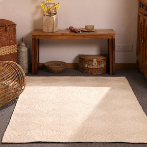 Handwoven Ivory Jute Area Rug  Natural Handmade Eco-Friendly Rug