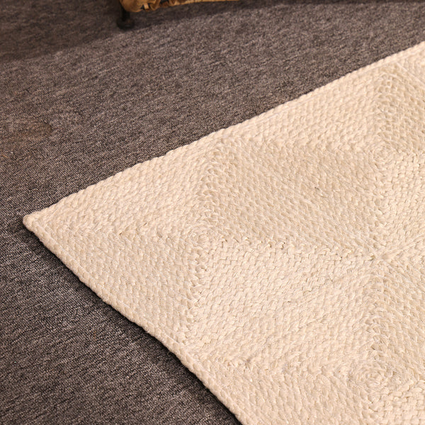 Handwoven Ivory Jute Area Rug  Natural Handmade Eco-Friendly Rug