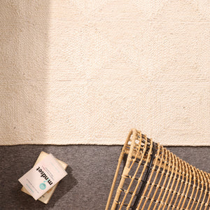 Handwoven Ivory Jute Area Rug  Natural Handmade Eco-Friendly Rug