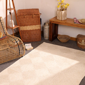 Handwoven Ivory Jute Area Rug  Natural Handmade Eco-Friendly Rug