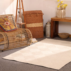 Handwoven Ivory Jute Area Rug  Natural Handmade Eco-Friendly Rug