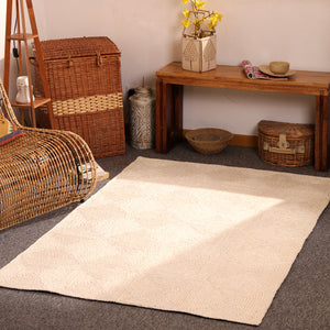 Handwoven Ivory Jute Area Rug  Natural Handmade Eco-Friendly Rug