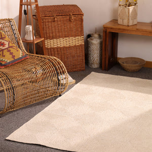 Handwoven Ivory Jute Area Rug  Natural Handmade Eco-Friendly Rug