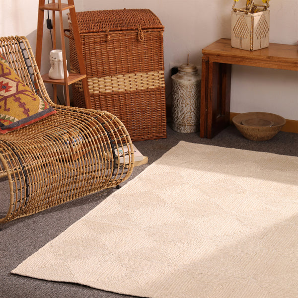 Handwoven Ivory Jute Area Rug  Natural Handmade Eco-Friendly Rug
