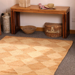 Handwoven Diamond Pattern Hemp Jute Rug Natural Handmade Area Rug