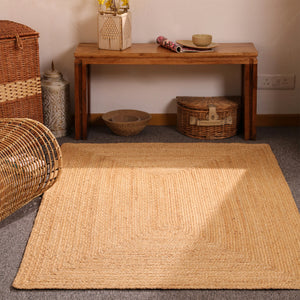 Handwoven Natural Jute Area Rug Eco-friendly Braided Rectangle Rug