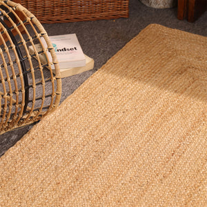 Handwoven Natural Jute Area Rug Eco-friendly Braided Rectangle Rug