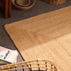 Handwoven Natural Jute Area Rug Eco-friendly Braided Rectangle Rug