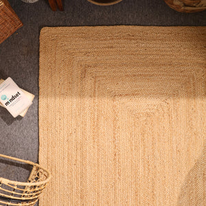 Handwoven Natural Jute Area Rug Eco-friendly Braided Rectangle Rug