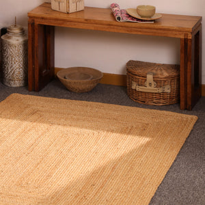 Handwoven Natural Jute Area Rug Eco-friendly Braided Rectangle Rug