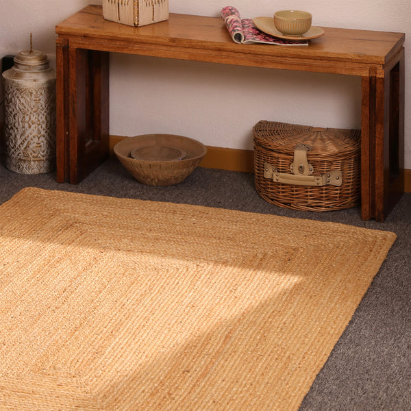 Handwoven Natural Jute Area Rug Eco-friendly Braided Rectangle Rug