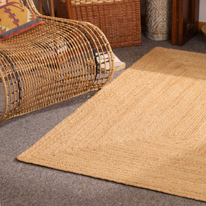 Handwoven Natural Jute Area Rug Eco-friendly Braided Rectangle Rug