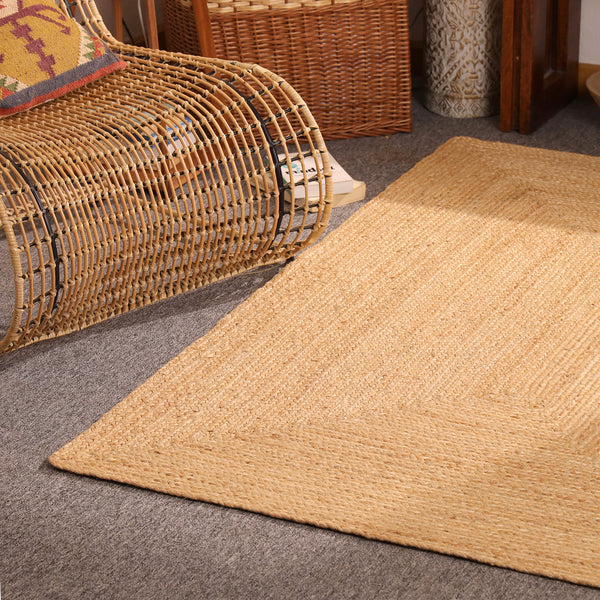 Handwoven Natural Jute Area Rug Eco-friendly Braided Rectangle Rug