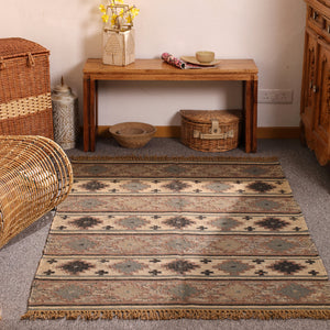 Handwoven Southwestern Jute Area Rug Rustic Tribal Kilim Rug