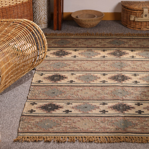 Handwoven Southwestern Jute Area Rug Rustic Tribal Kilim Rug