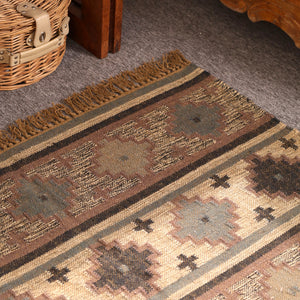 Handwoven Southwestern Jute Area Rug Rustic Tribal Kilim Rug
