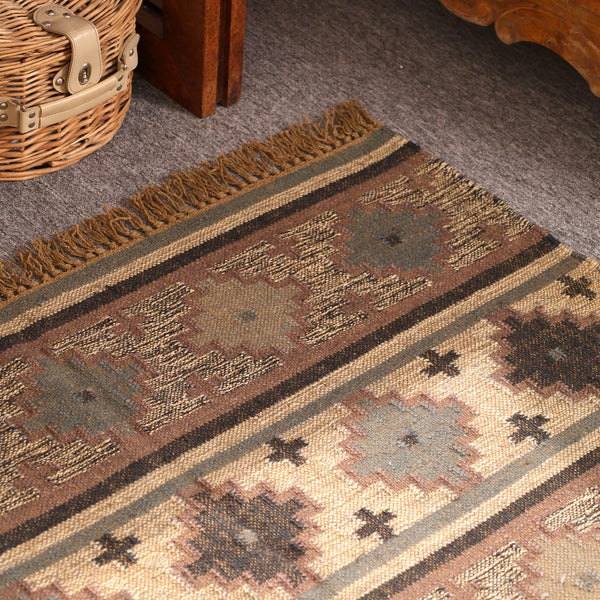 Handwoven Southwestern Jute Area Rug Rustic Tribal Kilim Rug