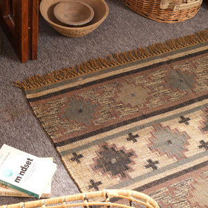 Handwoven Southwestern Jute Area Rug Rustic Tribal Kilim Rug