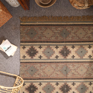 Handwoven Southwestern Jute Area Rug Rustic Tribal Kilim Rug