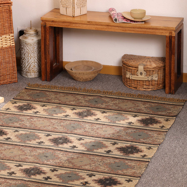 Handwoven Southwestern Jute Area Rug Rustic Tribal Kilim Rug