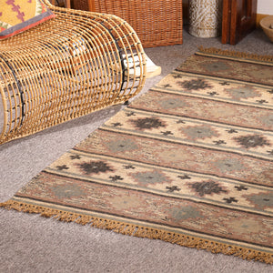 Handwoven Southwestern Jute Area Rug Rustic Tribal Kilim Rug
