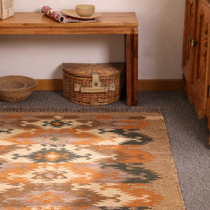 Handwoven Southwestern  Kilim Area Rug Handmade Jute & Wool Tribal Rug