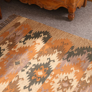 Handwoven Southwestern  Kilim Area Rug Handmade Jute & Wool Tribal Rug