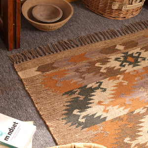 Handwoven Southwestern  Kilim Area Rug Handmade Jute & Wool Tribal Rug