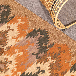 Handwoven Southwestern  Kilim Area Rug Handmade Jute & Wool Tribal Rug