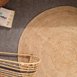 Handwoven Natural Round Jute Rug- Handmade Braided Boho Area Rug