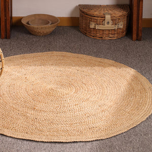 Handwoven Natural Round Jute Rug- Handmade Braided Boho Area Rug