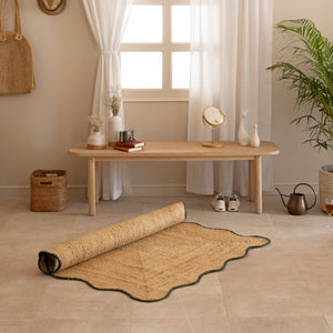 Handbraided Natural Jute RugBohemian Round Area Carpet, Eco-Friendly Braided Design