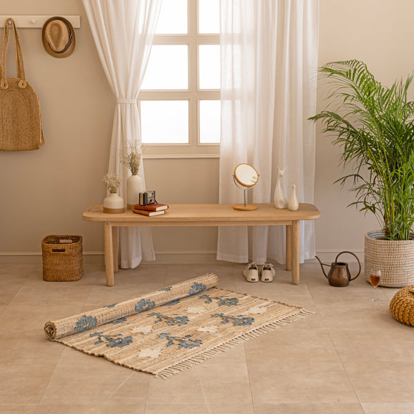 White and Natural Hemp Jute Rungs-Extra Large Jute Rugs Jute Rugs, Striped jute Rug, Large Area Hemp Rug For Hallway Rug