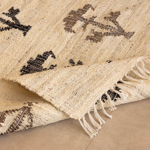 Handwoven Cotton-Jute Natural Ethnic Rug - Vintage Geometric Design