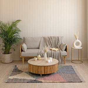 Handwoven Wool Jute Modern Brick red Kilim Rug